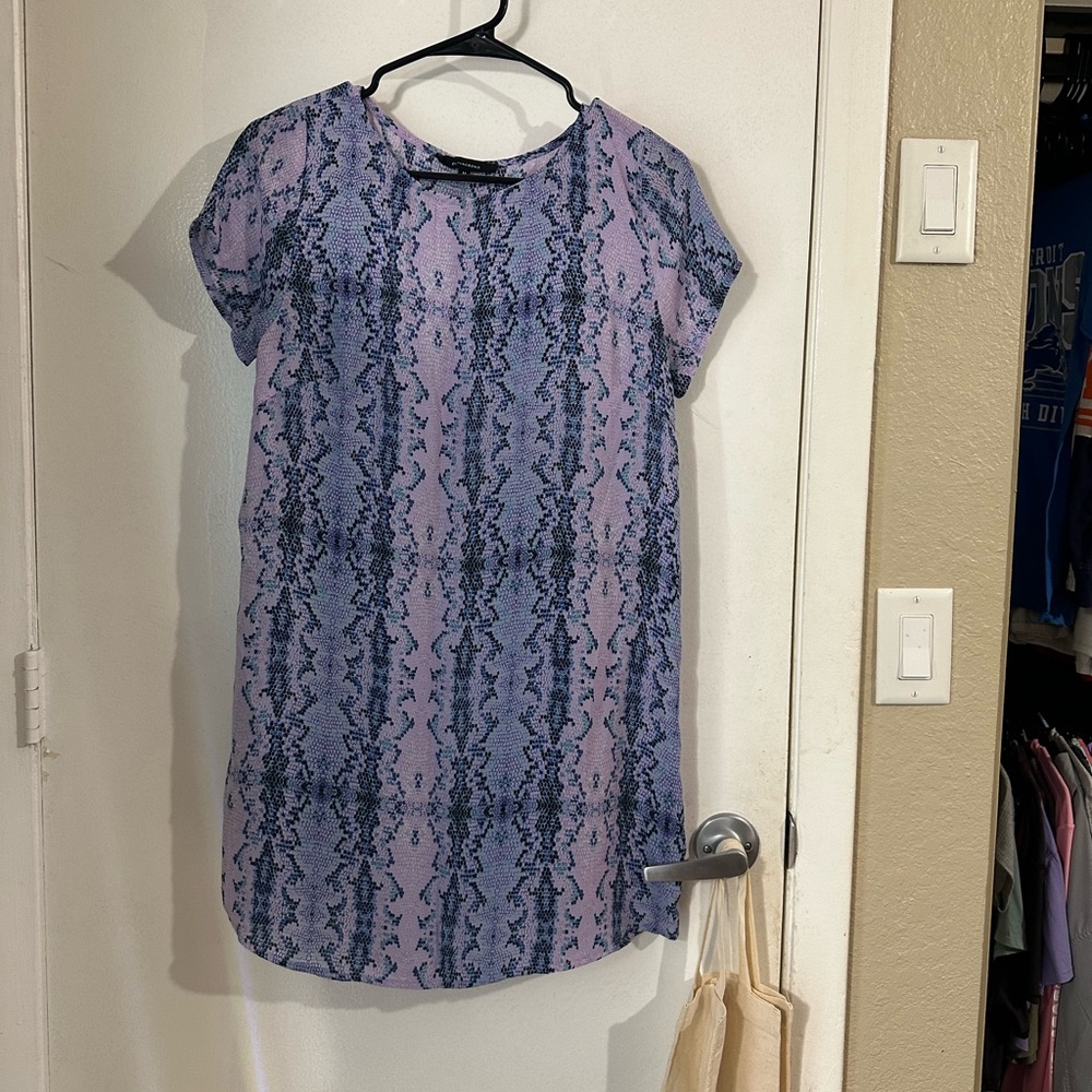 Snake print t-shirt dress, size medium pink and purple colors